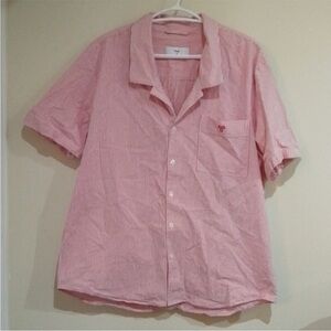 A3🎊 TNA M red and white striped blouse with front pocket